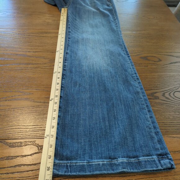 White House Black Market Blue Denim Jeans Sz 10 Wide Leg Extra High-Rise Soft - Picture 12 of 14